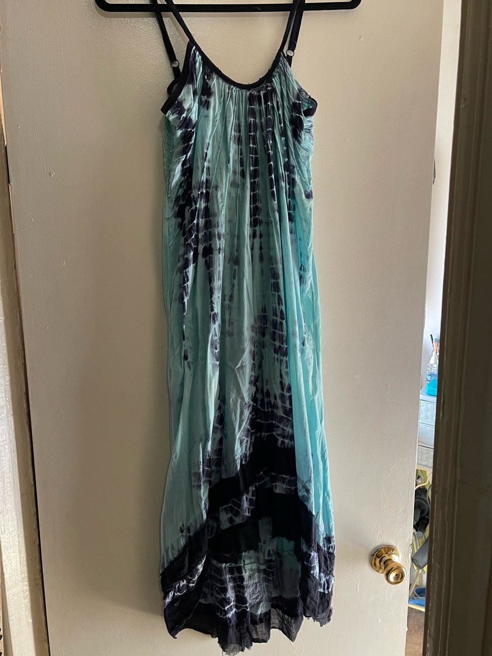 Raviya Aqua and Black Tie-Dye Maxi Dress